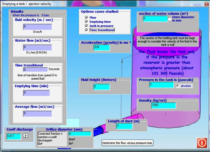 Emptying reservoir / ejection pressure jet