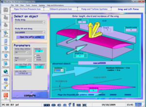 Software calculations Lift force , Drag force