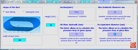 equivalent hydraulic diameter and ISOKINETIC in MECAFLUX