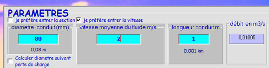 vitesse dans les conduites