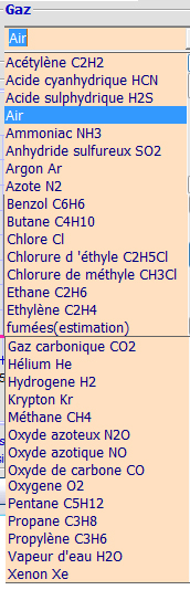 liste densité gaz mecaflux