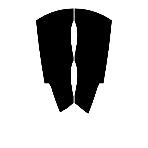 Pictogram of a board with two fins aligned on the centre