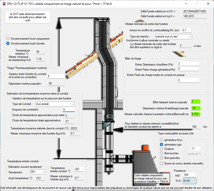 dimensionner conduit fumée