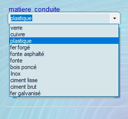 selection de rugosité matiere de conduite dans MECAFLUX