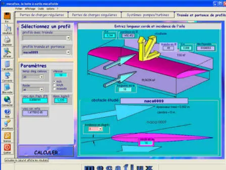 profil naca 0009 test trainee aérodynamique dans le logciel mecaflux standard