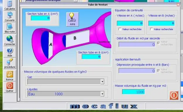 venturi bernoulli application dans Mecaflux Standard